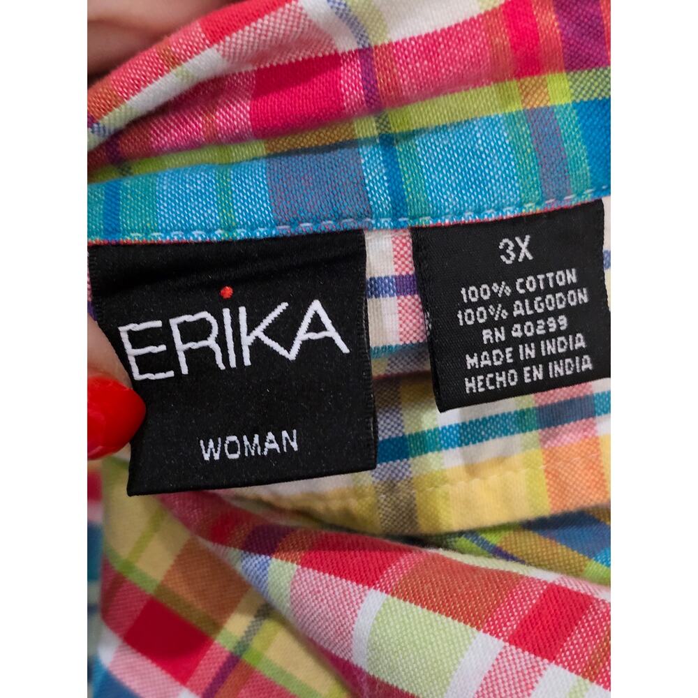 Erika multi color plaid button down 3X - Picture 5 of 5